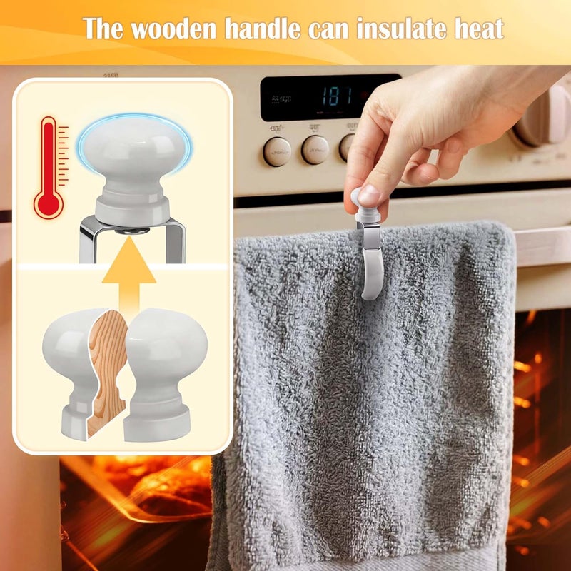YANGSHUO Towel Clips Holder Kitchen: 2-Pack Metal Towel Clips | Rust & Heat Resistant Towel Holder - Prevents Towel Falling on Oven Handle, Stove, Dishwasher, Bathroom Rack, Gift for Women Mom - Image 2